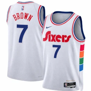 Jaylen Brown 76ers White City Edition Stitched Jersey